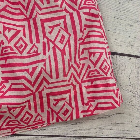 J. Crew Skirt sz 10 Pink Short Length Elastic Waist Lined Patterned Linen Blend - Picture 3 of 9
